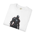 Dark Knight Fantasy T-Shirt — Armored Warrior with Flaming Sword