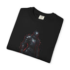 Dark Knight Fantasy T-Shirt — Armored Warrior with Flaming Sword
