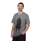Dark Knight Fantasy T-Shirt — Armored Warrior with Flaming Sword